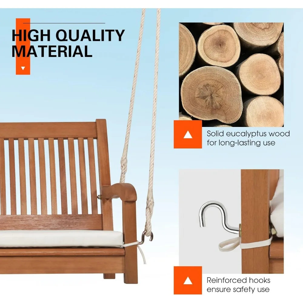 2 person Porch Swing, with Hanging Ropes,