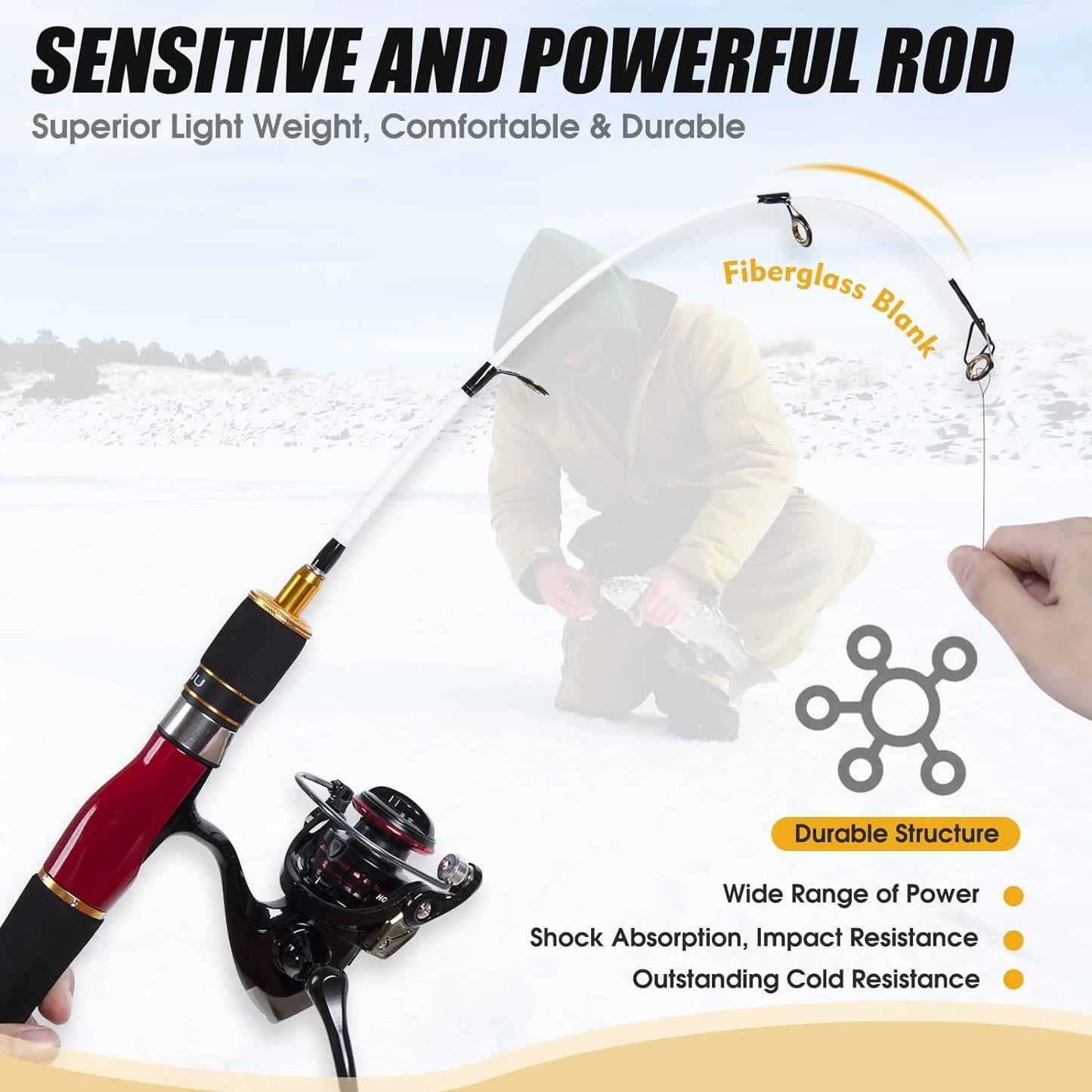 Red Ice Fishing Combo with High Visibility