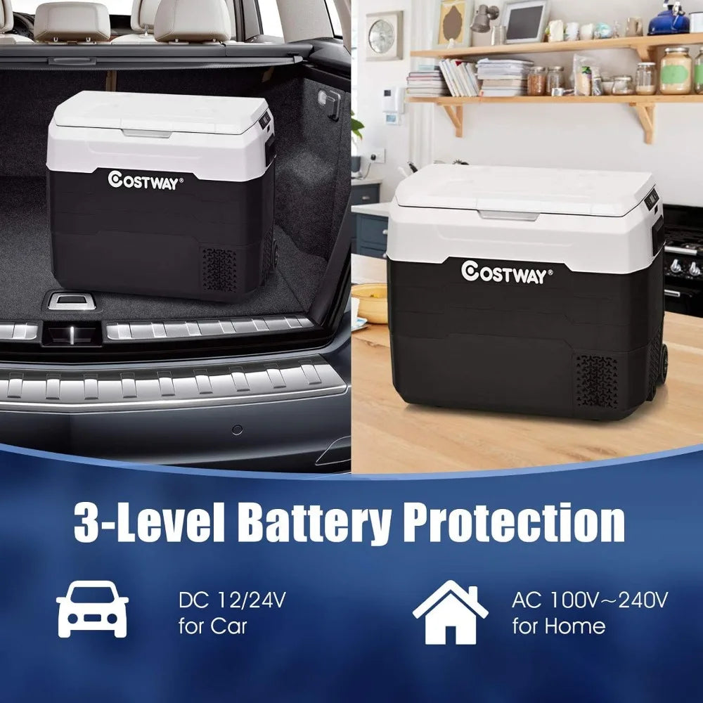 53-Quart Car Refrigerator with Wheels, Dual-zone