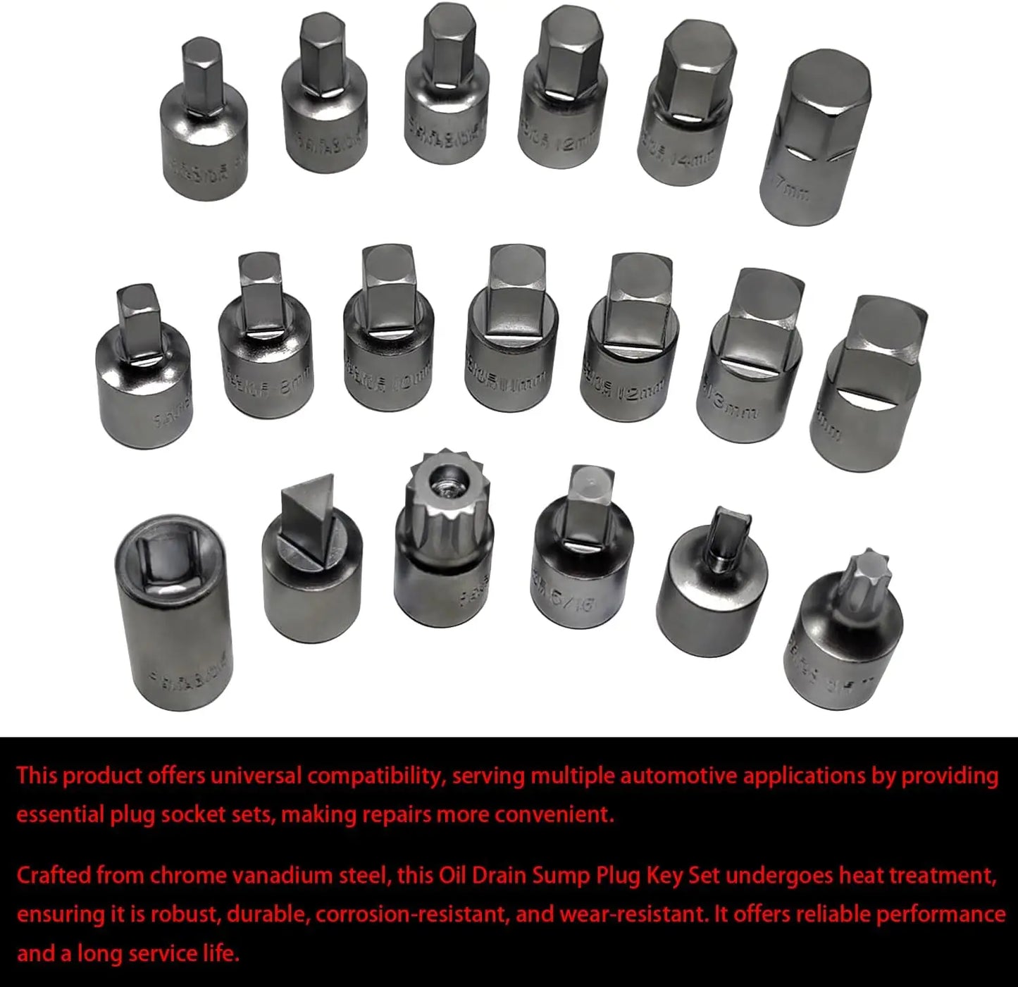 20PCS /8" Drive Oil Drain Sump Plug Key Set