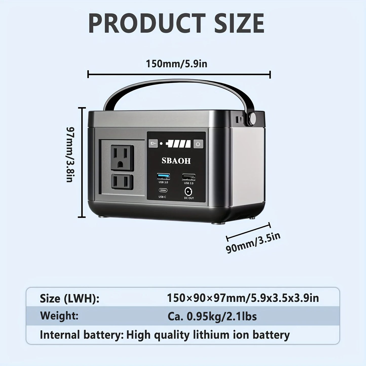 Power Station LiFePo4 Battery, AC Outputs, for Travel and Camping