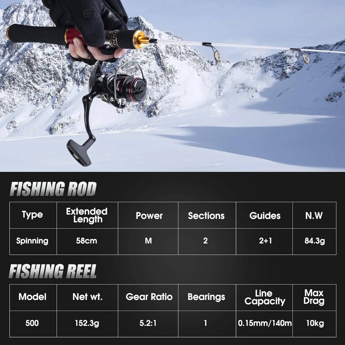 Red Ice Fishing Combo with High Visibility