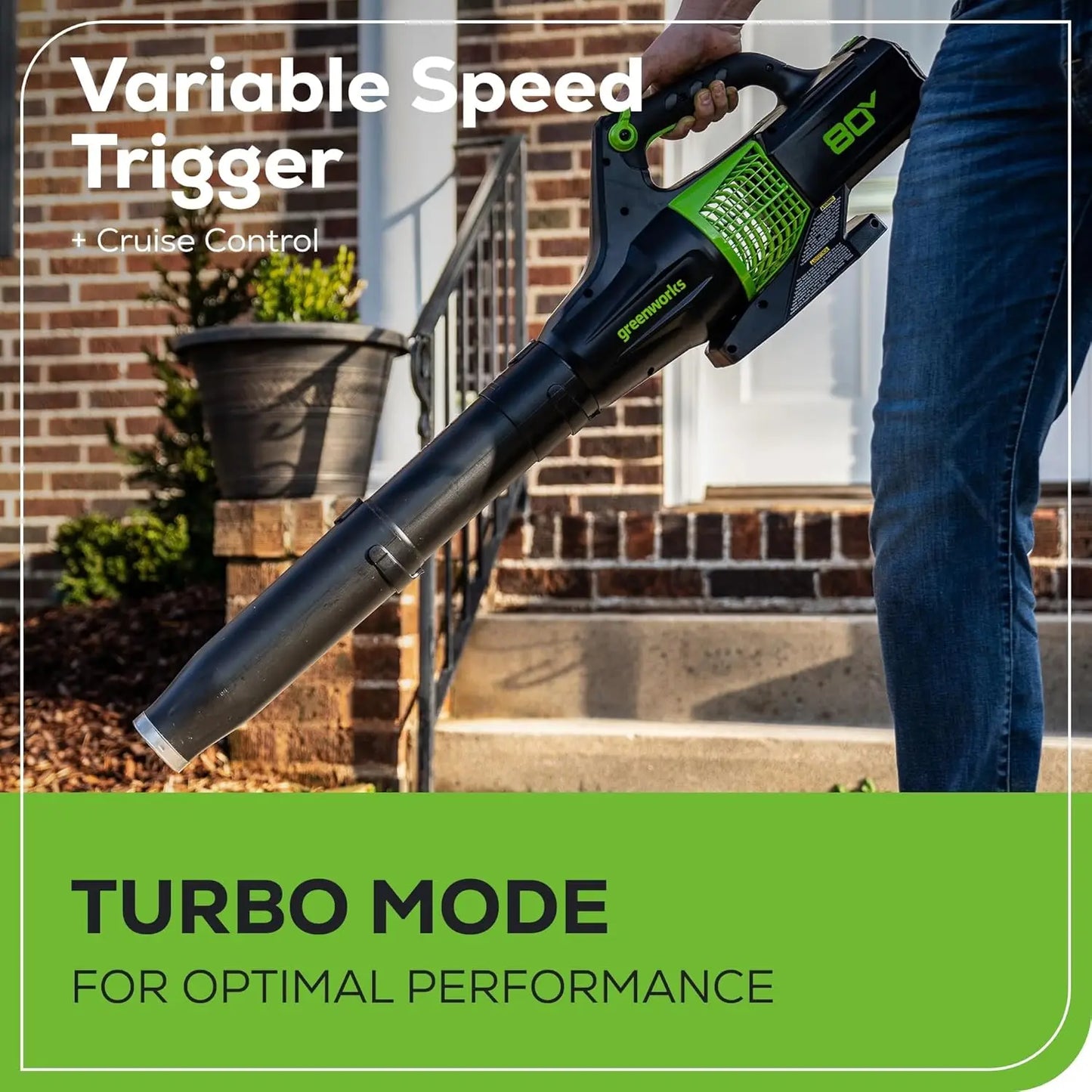 80V Cordless Brushless Axial Leaf Blower, 2.5Ah Battery and Charger Included