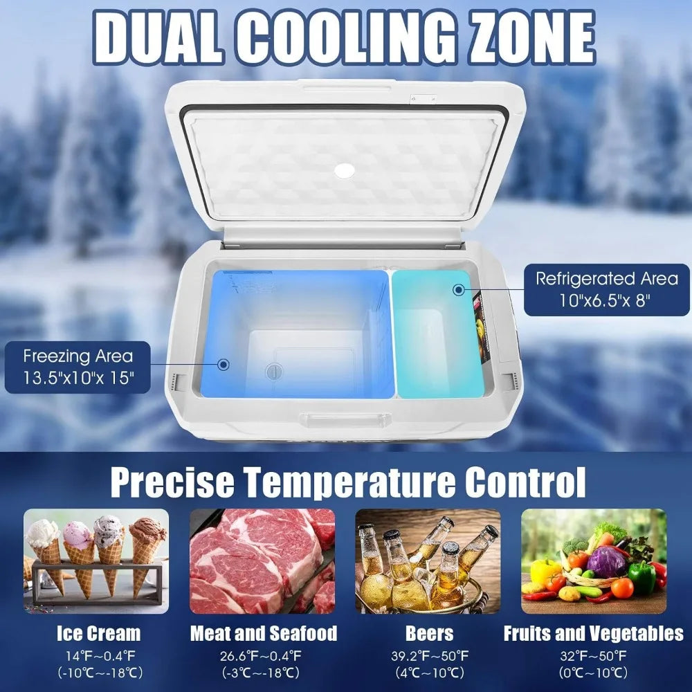 53-Quart Car Refrigerator with Wheels, Dual-zone
