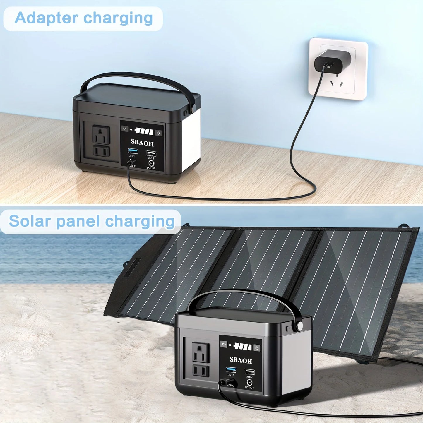 Power Station LiFePo4 Battery, AC Outputs, for Travel and Camping
