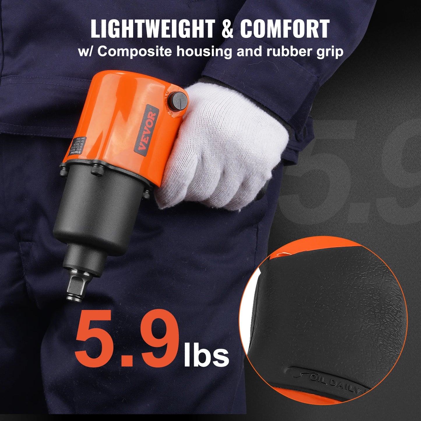 1/2 inch Drive Air Impact Gun Up to 880ft-lbs