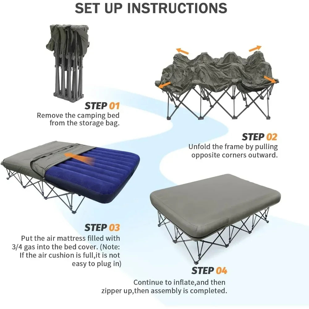 2 Person Camping Cot, with Inflatable Air Mattress
