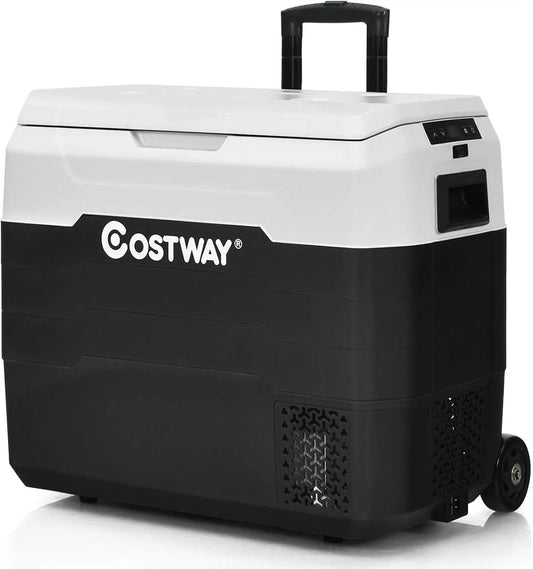 53-Quart Car Refrigerator with Wheels, Dual-zone