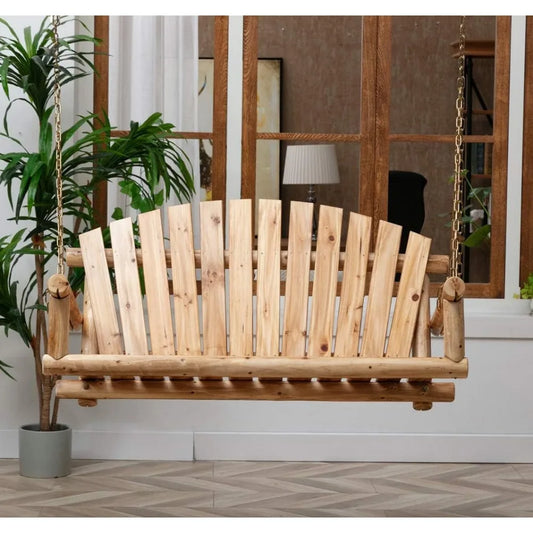 Outdoor Hanging Wooden Bench Swing
