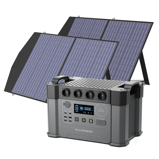 Solar Generator, Battery Charger, Pure Sine Wave,  W/ 2×100W Portable Solar Panel