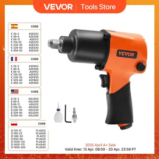 1/2 inch Drive Air Impact Gun Up to 880ft-lbs